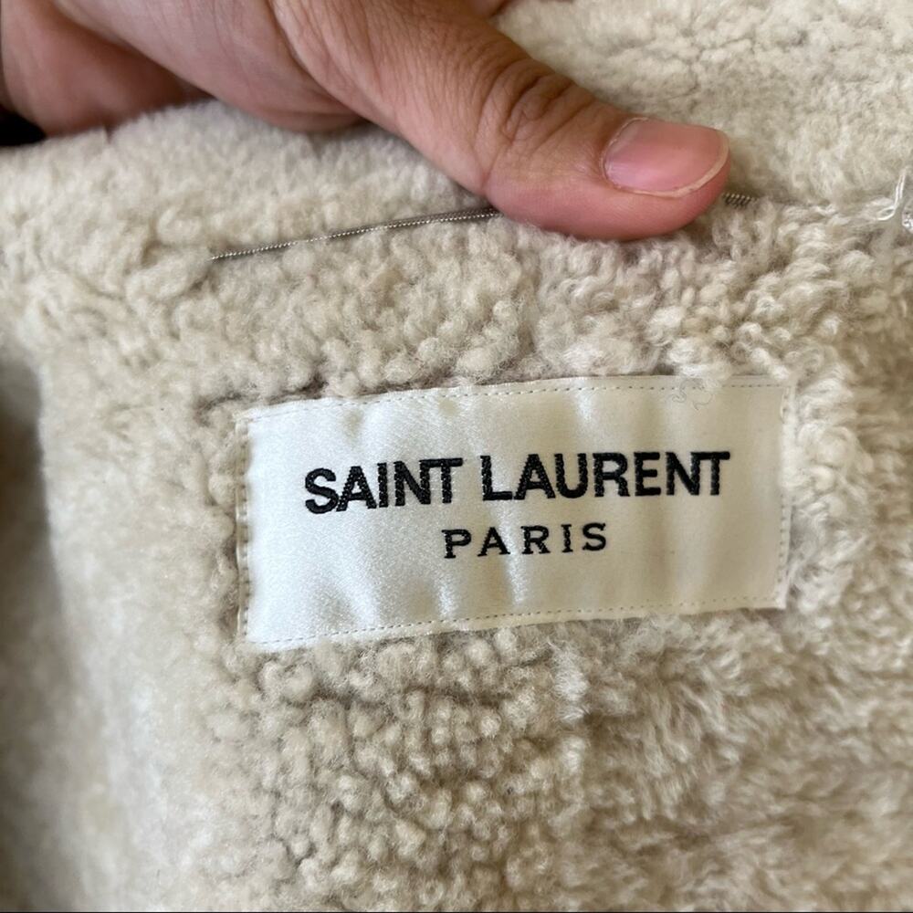 Saint Laurent Red Suede Boyfriend Shearling Jacket NWT XLarge - Picture 8 of 11